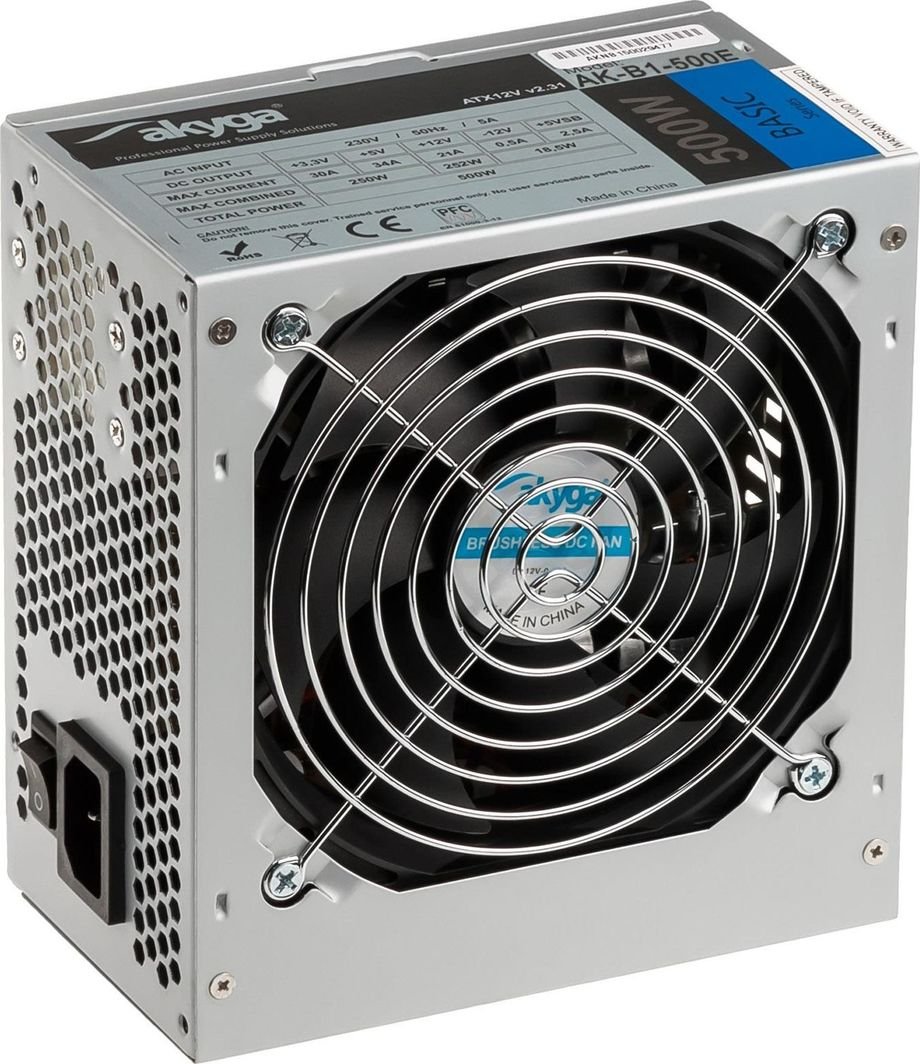 Akyga Basic AK-B1-500E ATX Power Supply, 500W - Image 1