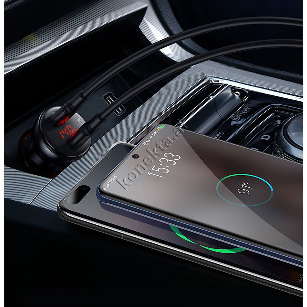 Baseus Fast Charge Car Charger, Black, 45W, 2 Ports USB/Type C - Thumbnail 8