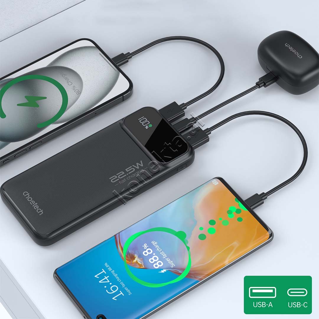 Choetech 10000mAh Power Bank, Black - Thumbnail 6