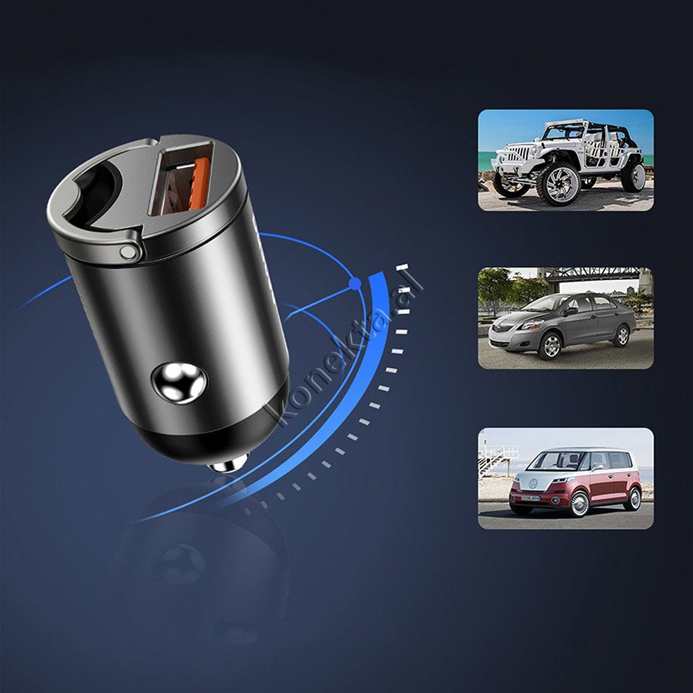 Baseus Mini Car Charger, Grey / Blue - Thumbnail 16