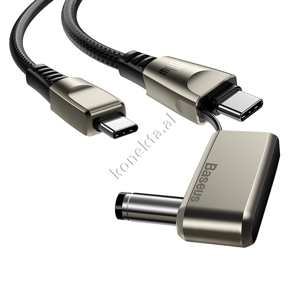 Baseus 2 in 1 Type-C and Laptop Adapter Cable, 5.5mm x 2.5mm, Black, 2m - Thumbnail 2