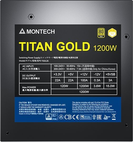 Montech Titan Gold TIS0126 ATX 3.0 Power Supply, 1200W - Thumbnail 6