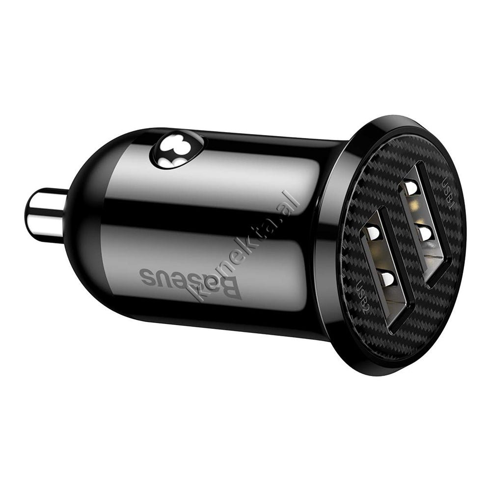 Baseus Car Charger, Black, Dual Port 4.8A - Thumbnail 3