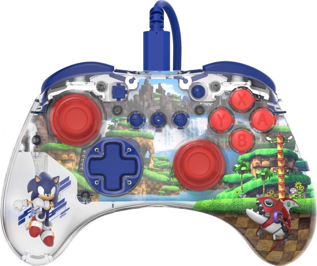 PDP RealMz Sonic Green Hill Zone Controller, Wired, Multicolor - Image 1