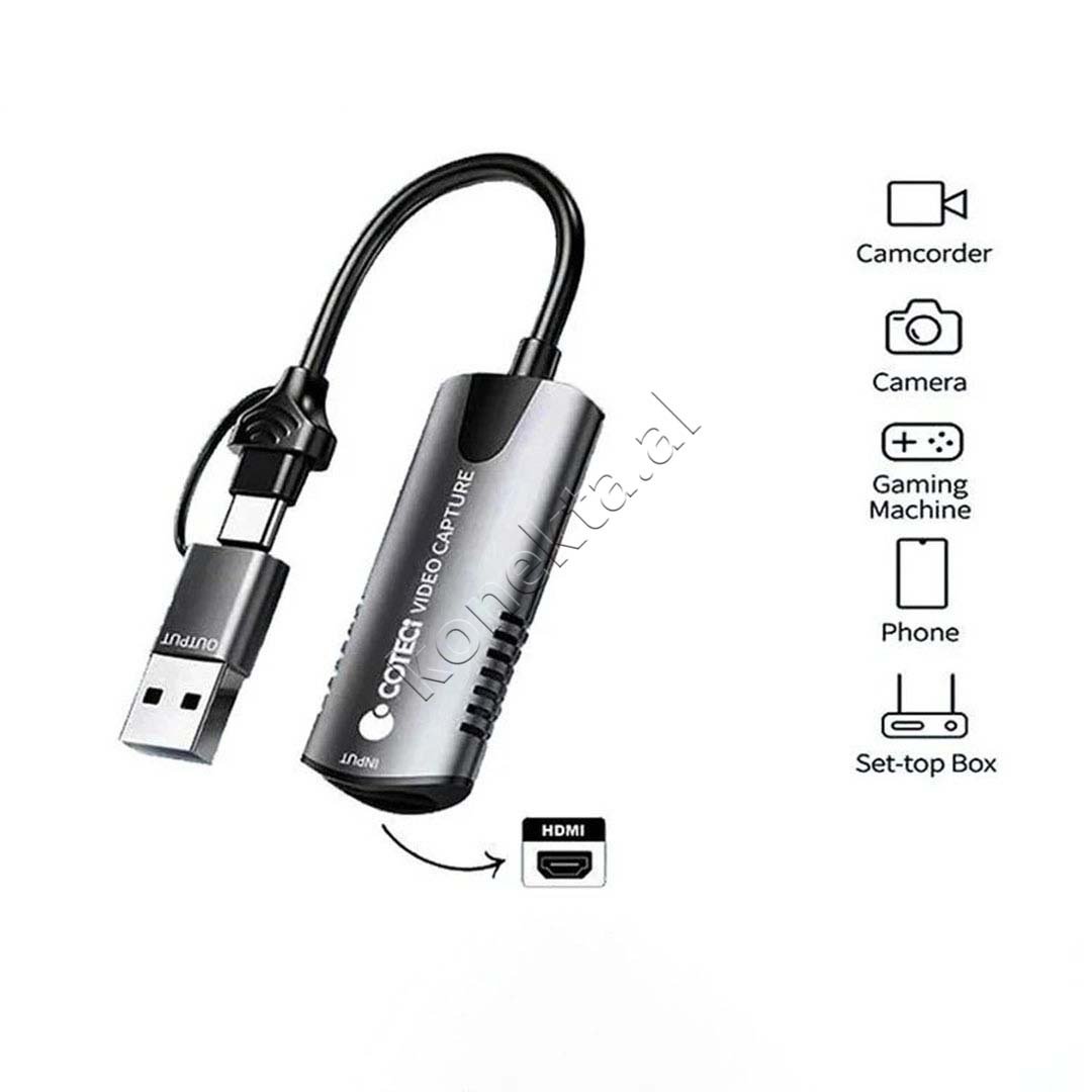 Coteci Adaptor Me Porte HDMI, Usb-A Dhe Usb-C Per Video - Thumbnail 3