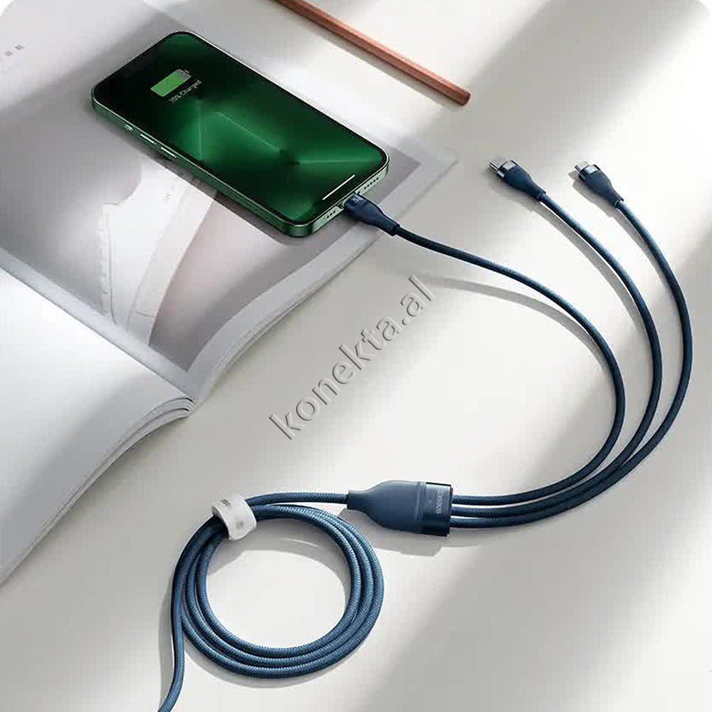 Baseus USB Cable 2 in 3, 100W, USB - Type-C to Lightning, Micro, Type-C, 1.2m - Thumbnail 15
