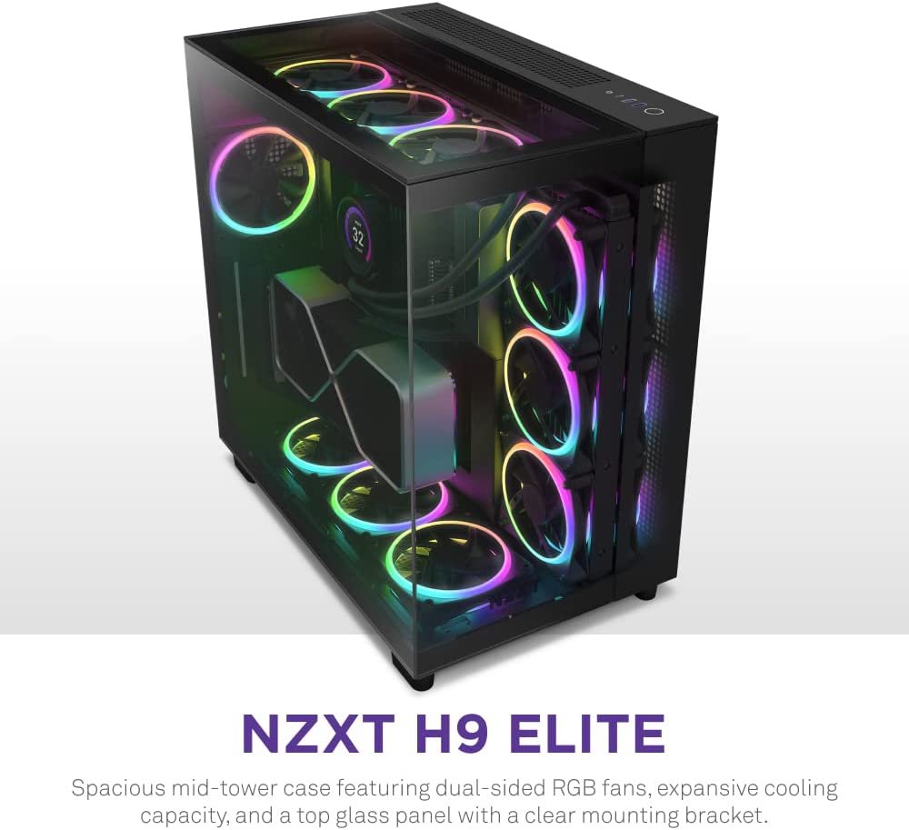NZXT H9 Elite Case, Black - Thumbnail 2