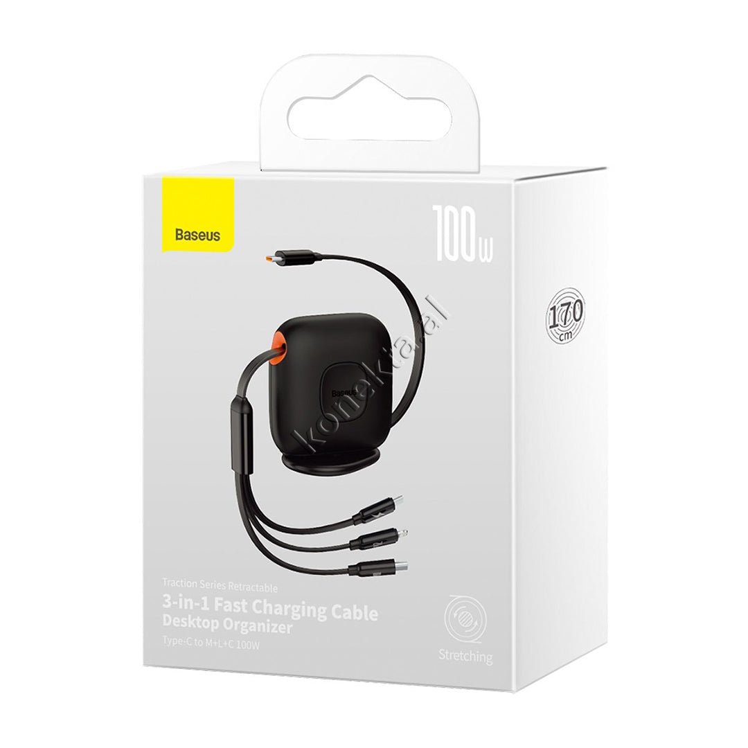 Baseus 3 in 1 Charging Cable, Type-C / Lightning / Micro, 100W, 1.7m - Thumbnail 10