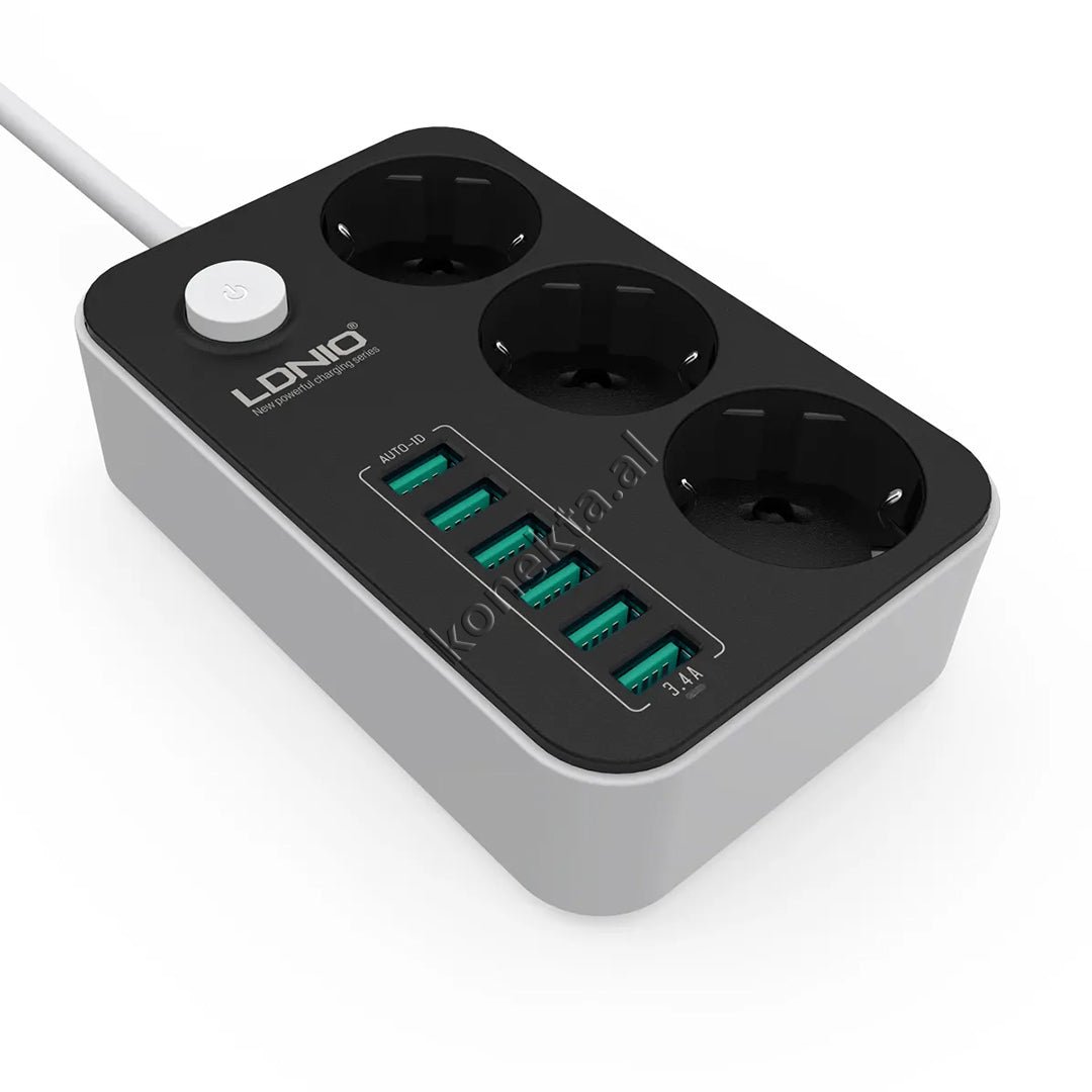 LDNIO Multiprize Power Strip, 3 Vendeshe, 6 Porta USB, Njohje Inteligjente, Karikim Te Shpejte - Thumbnail 4