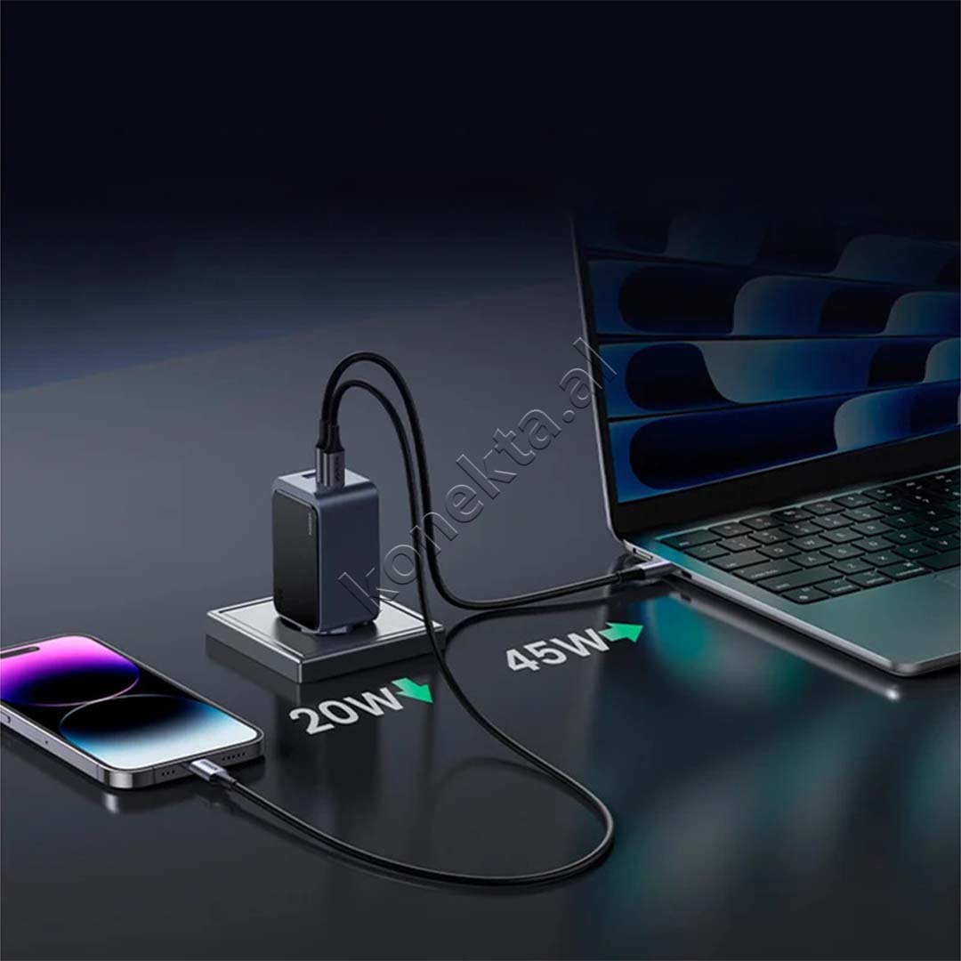 UGreen Nexode 65W Charger, Gray, USB-A & 2xUSB-C Ports - Thumbnail 5