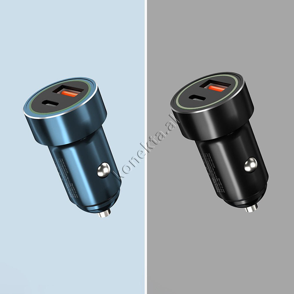 XO 20W Car Charger with USB & Type-C Ports and 1m Lightning Cable, Black - Thumbnail 7