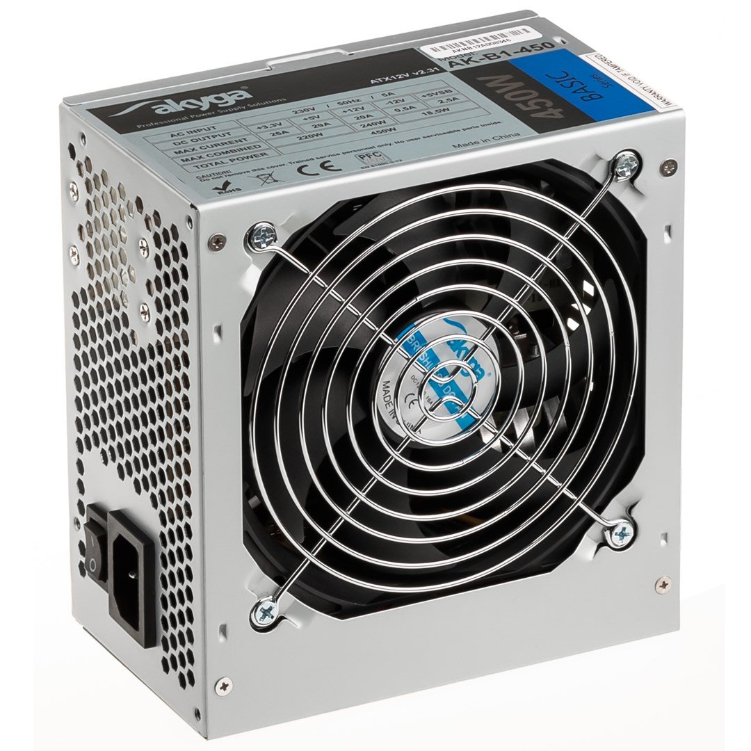 Akyga AK-B1-450 Power Supply, 450W, ATX 2.31, Grey - Thumbnail 2
