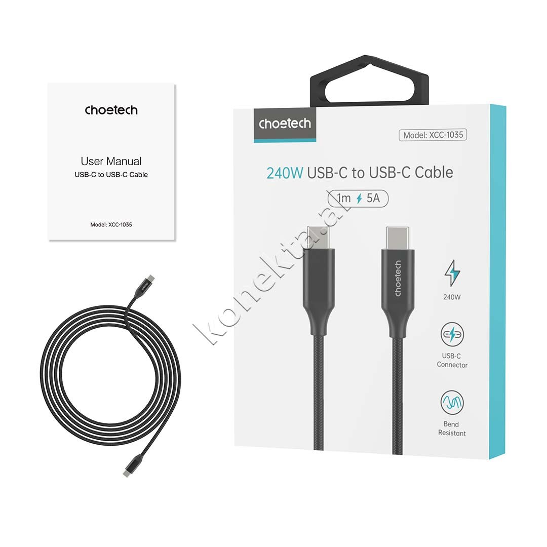 Choetech Type-C Cable, 240W, 1.2m, Black - Thumbnail 8