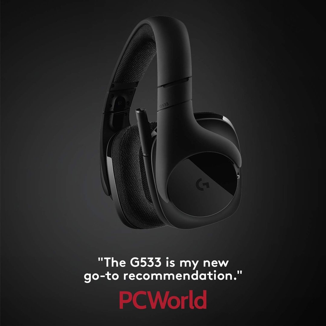 Logitech G533 Gaming Headphones, Black, Wireless, 7.1 Surround Sound - Thumbnail 2