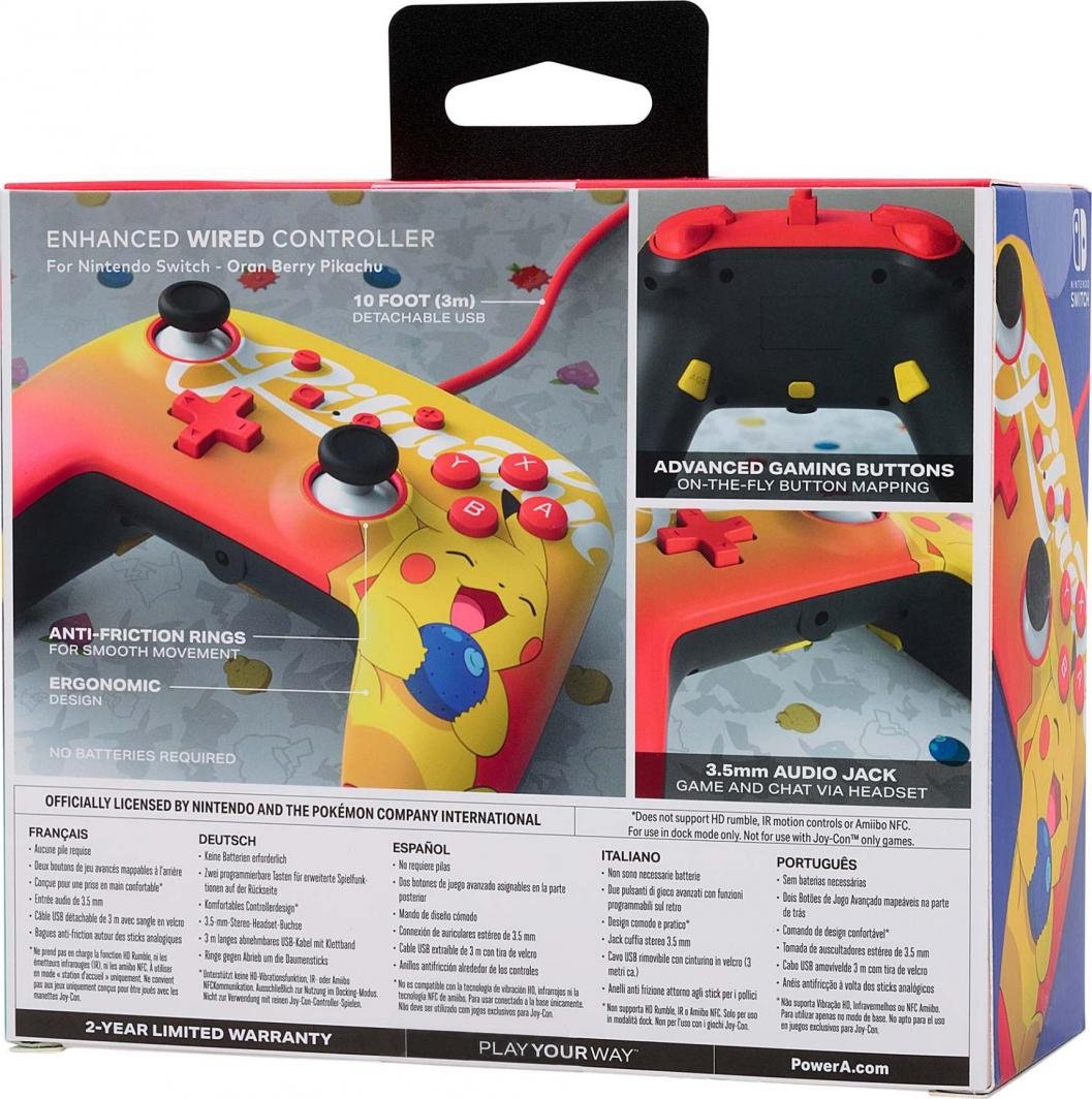 PowerA Pokemon Oran Berry Pikachu Controller, Red, Wired - Thumbnail 8