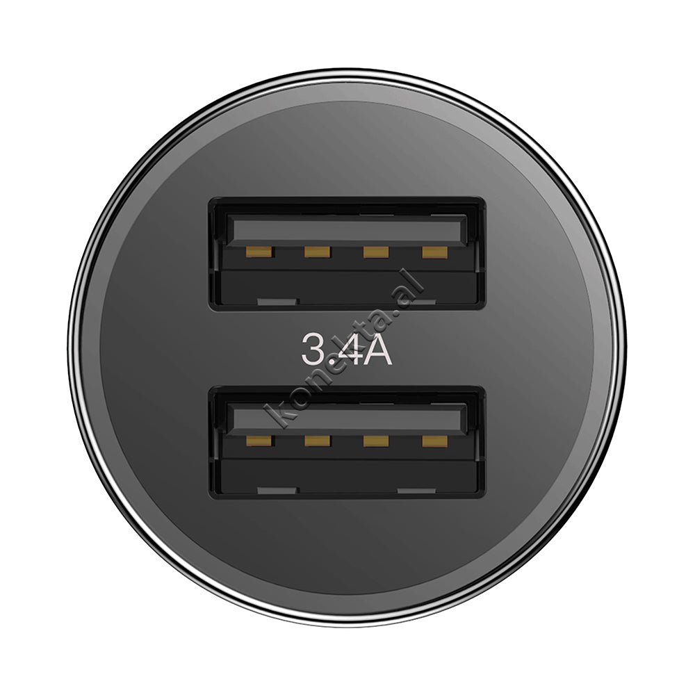 Baseus Car Charger, 2 Ports, Type-C, 3.4A, 1m Cable, Black - Thumbnail 6