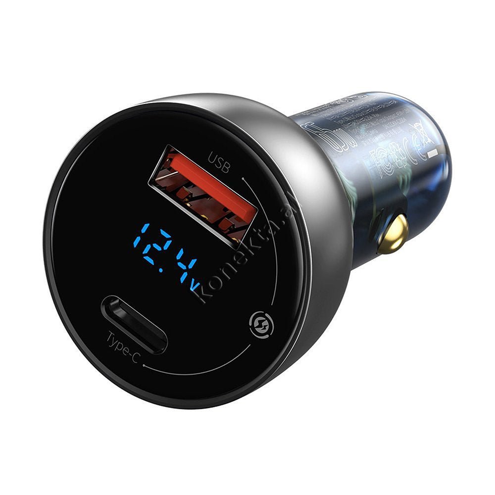 Baseus Digital Display Car Charger, 65W, 2 USB Ports, Type-C, Black/Grey - Thumbnail 18
