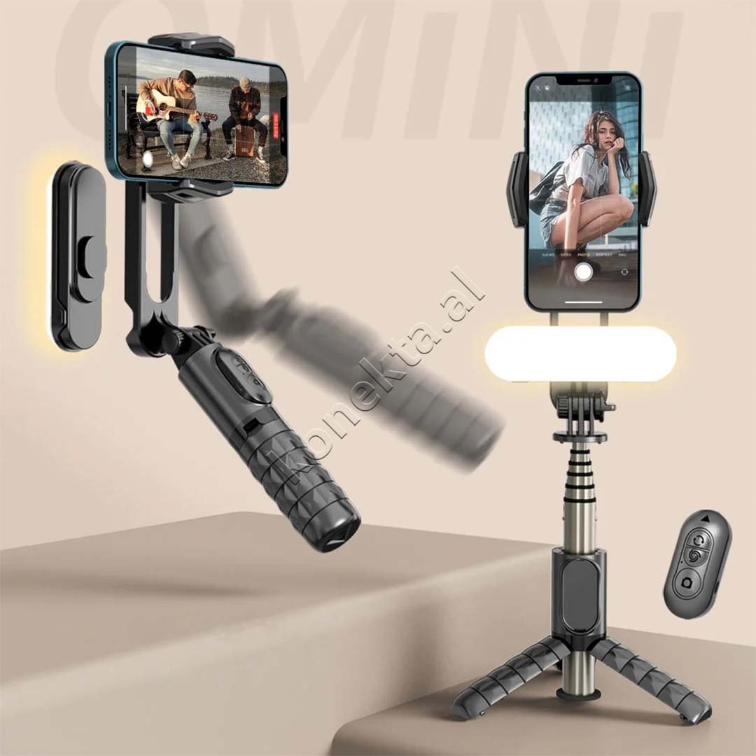tjetertjeter Gimbal (Tripod) Me Rrotullim 360° Dhe Drite LED - Thumbnail 10