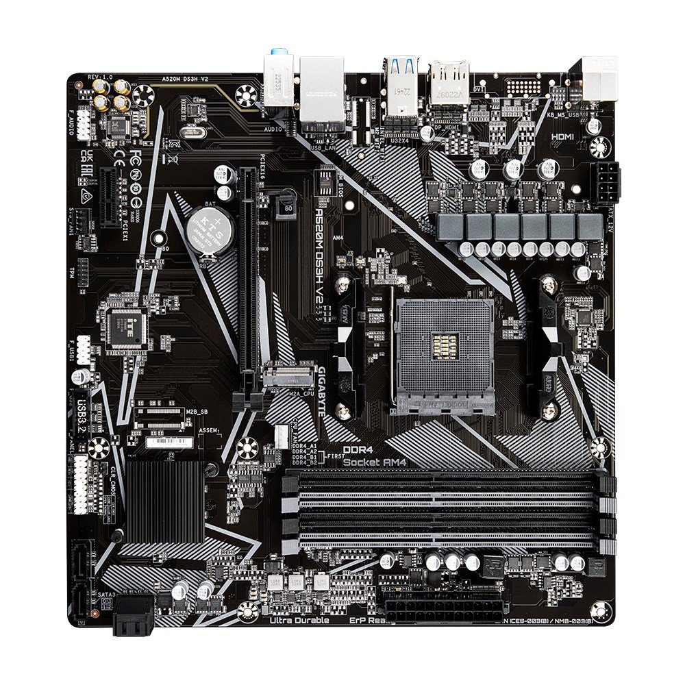 Gigabyte A520M DS3H V2 (rev. 1.0) Socket AM4 micro ATX Motherboard - Thumbnail 3