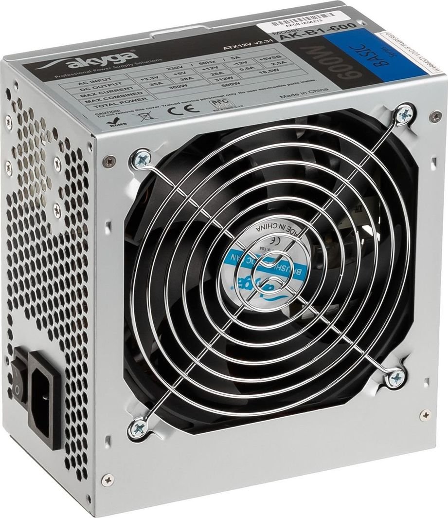 Akyga Basic AK-B1-600 ATX Power Supply, 600W - Thumbnail 2