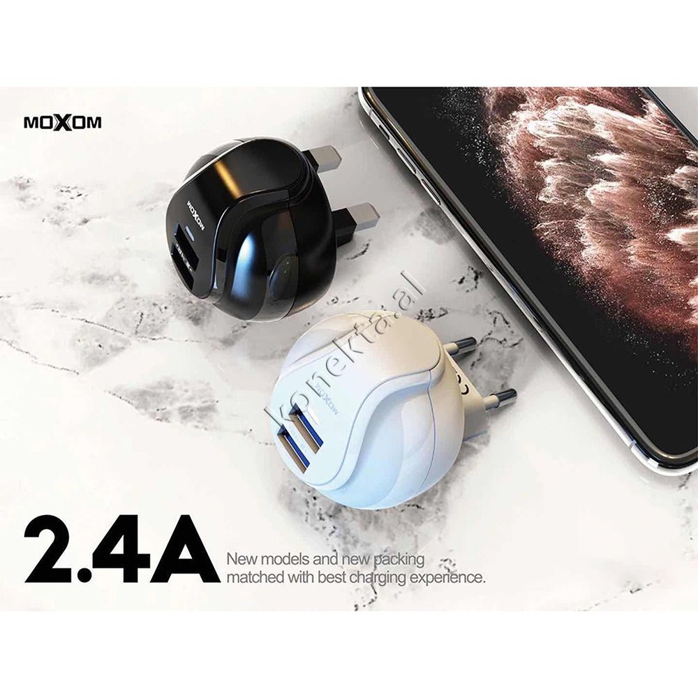 MOXOM Adaptor, 2 USB Ports, White - Image 1
