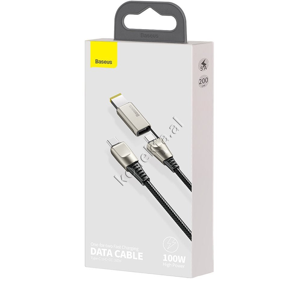 Baseus 2 Ne 1 Type-C Dhe Adaptor Laptopi Lenovo Cable, 100W, 2m, Black - Thumbnail 2
