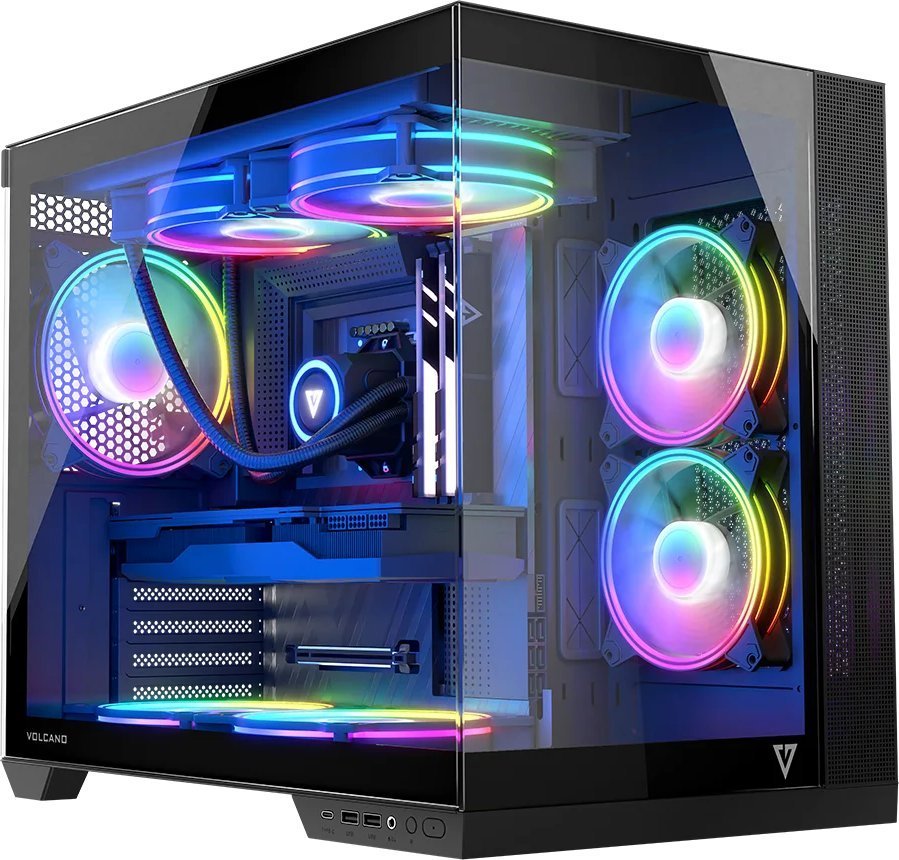Modecom Volcano Panorama Apex ARGB 7F Case, Black, Midi Tower - Image 1