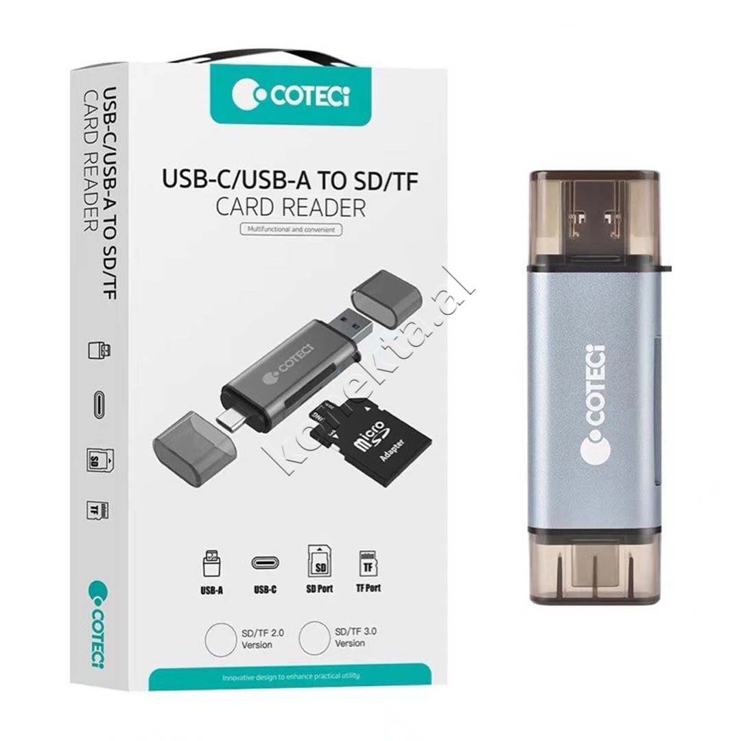 Coteci Adaptor Me Portë USB-A Dhe USB-C Për Kartë TF3.0 Dhe SD3.0 - Thumbnail 5