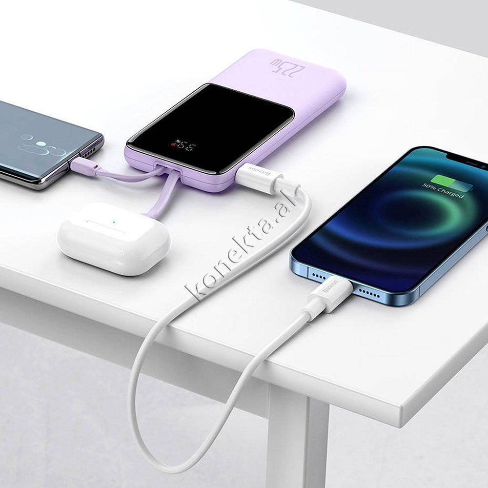 Baseus 22.5W 10000mAh External Battery, Purple, With 1 Port and Lightning & Type-C Cable - Thumbnail 12