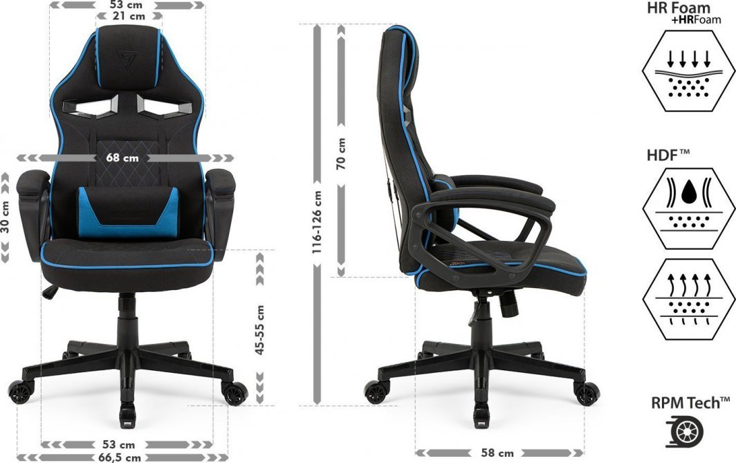SENSE7 Knight Chair, Black/Blue - Thumbnail 7