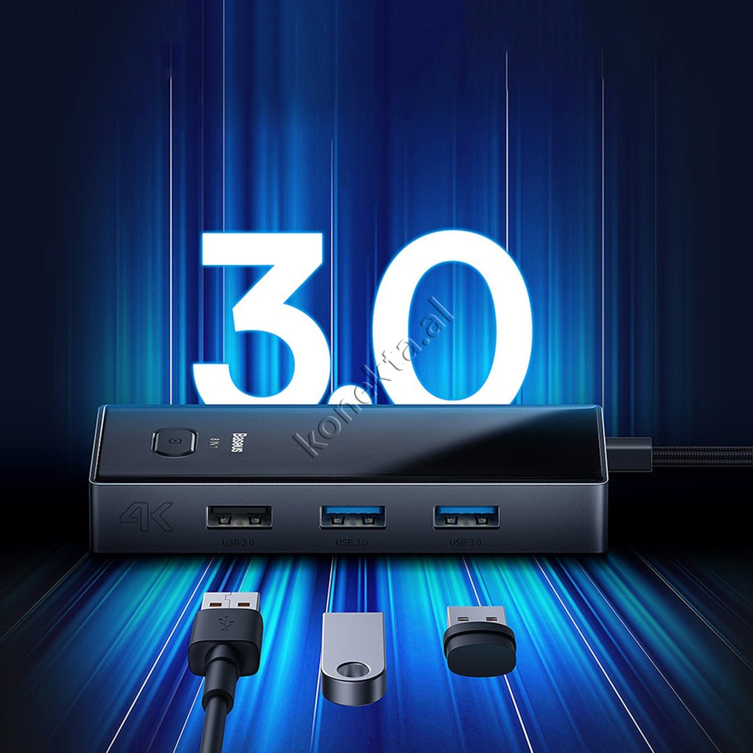 Baseus HUB Adapter with 8 Ports, HDMI 4K@30Hz, RJ45 1000Mbps, PD 100W, USB3.0 and TF/SD Card Reader - Thumbnail 6