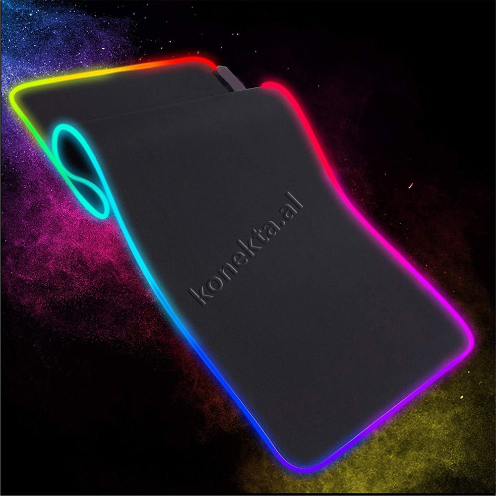tjetertjeter Gaming Mouse Pad, 30 x 25cm, Black, RGB Lighting - Image 1