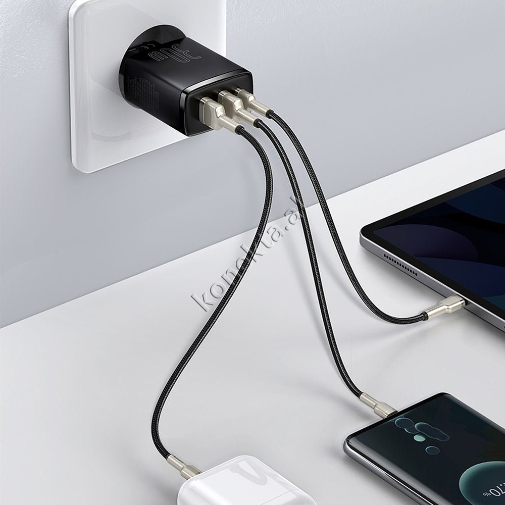 Baseus Fast Charge 30W Charger, 3 Ports - Thumbnail 8