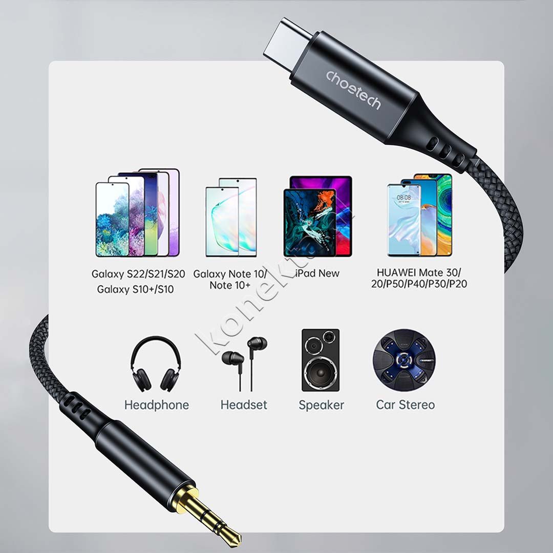 Choetech Aux Cable 3.5mm to Type-C 2m - Thumbnail 5