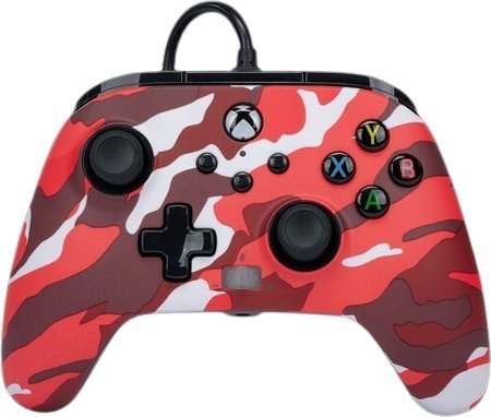 PowerA Enhanced Red Camo Controller, Wired, White / Red - Image 1
