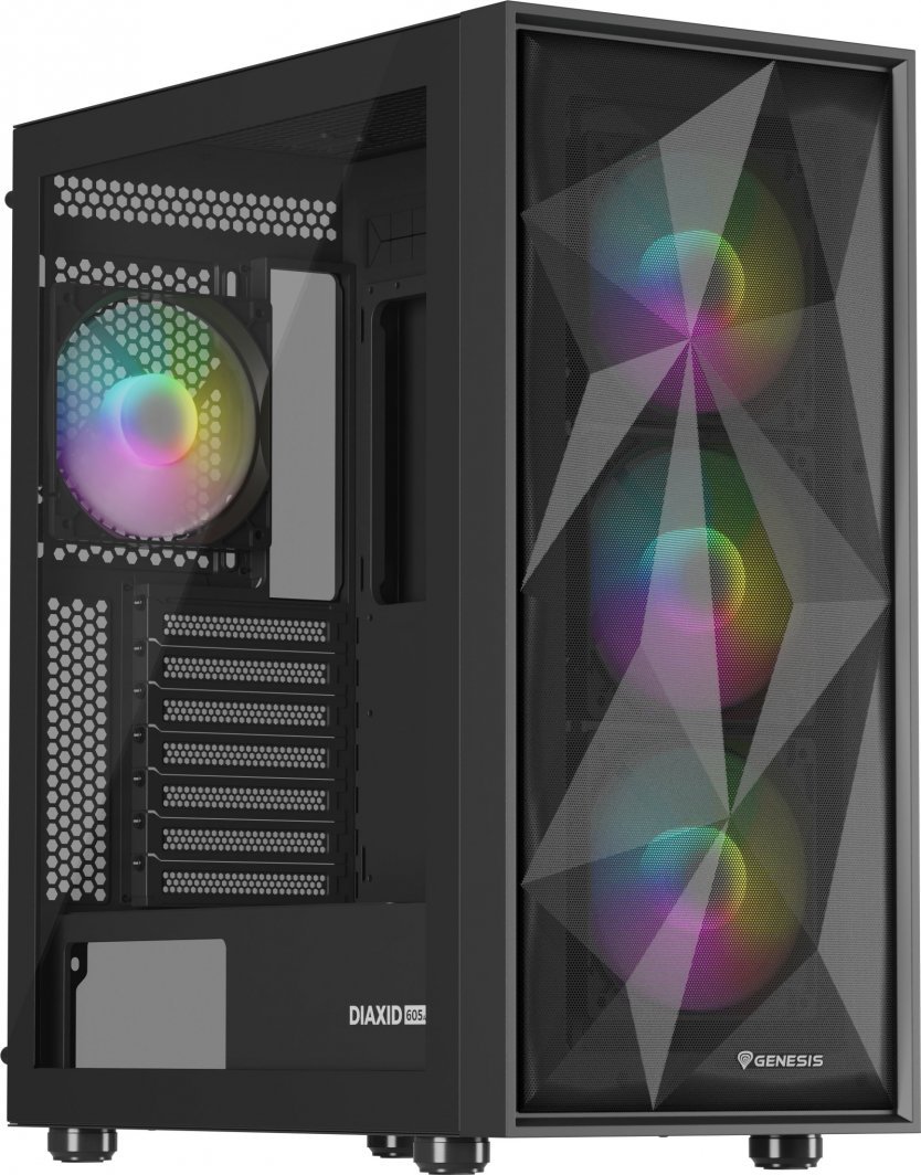 Genesis Diaxid 605 ARGB Case, Black, Midi Tower - Thumbnail 2