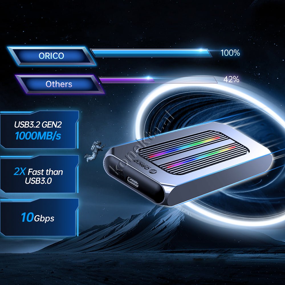 Orico SSD M.2 NVME Enclosure with Type-C Gen 2 Port and RGB Lighting - Thumbnail 8