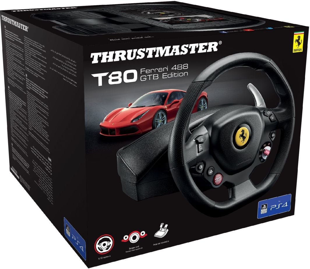 Thrustmaster T80 Ferrari 488 GTB Edition Steering Wheel, Wired, Black - Thumbnail 6
