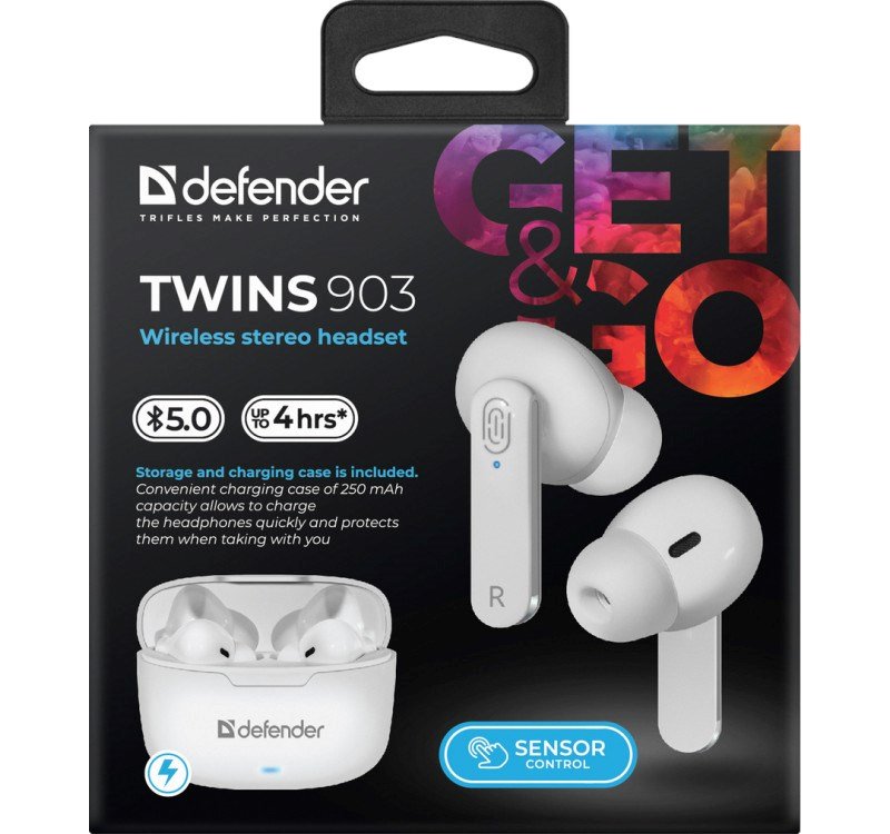 Defender TWINS 903 Headphones, Wireless, White - Thumbnail 4