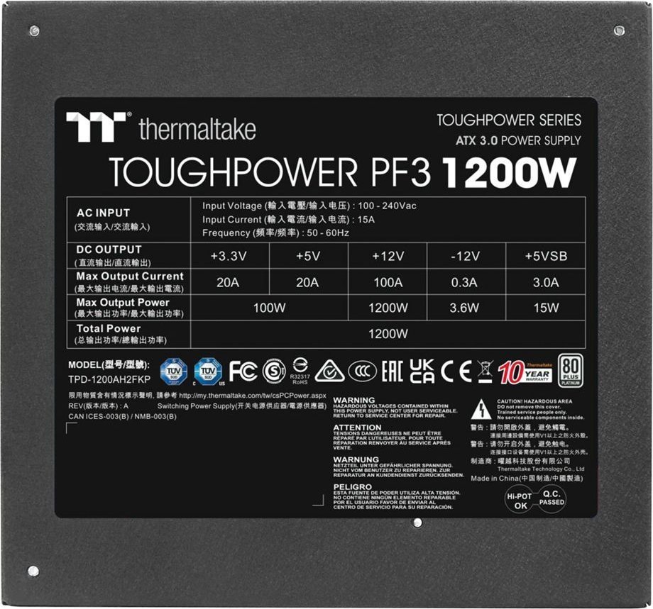 Thermaltake Toughpower PF3 PS-TPD-1200FNFAPE-3 Power Supply, 1200W - Thumbnail 7