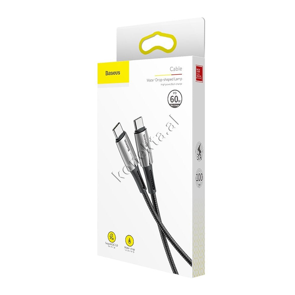 Baseus Water Drop-shaped Lamp USB Cable, 1m, Type-C, Fast Charge PD 60W - Thumbnail 5