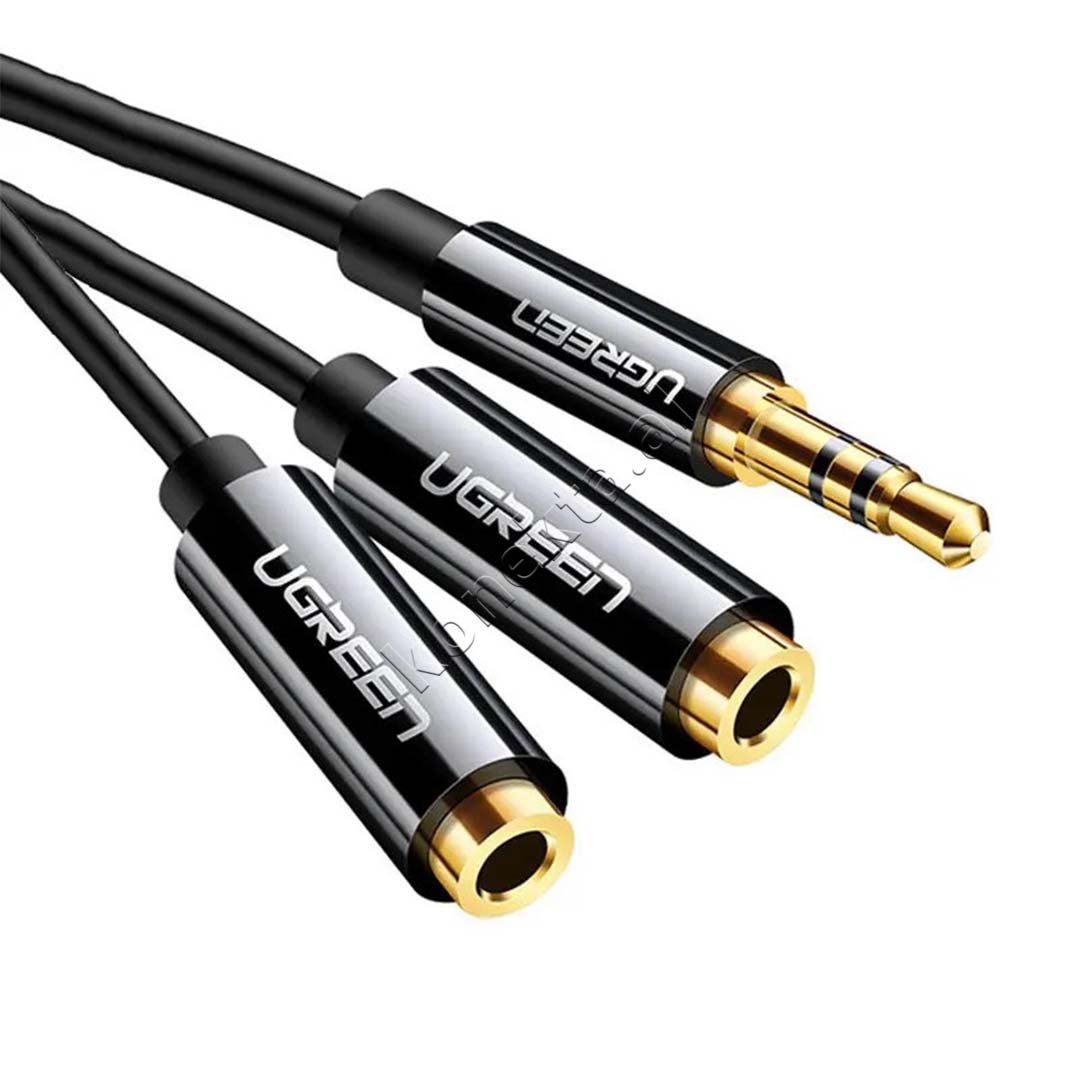 UGreen Aux Adapter Cable, Black, 20cm - Thumbnail 2