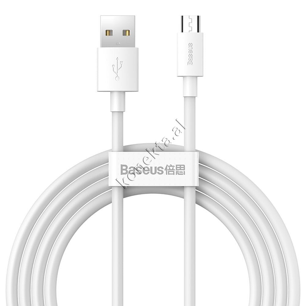 Baseus USB Charging Cable, 1.5m, Micro USB, 2.1A, White - Image 1