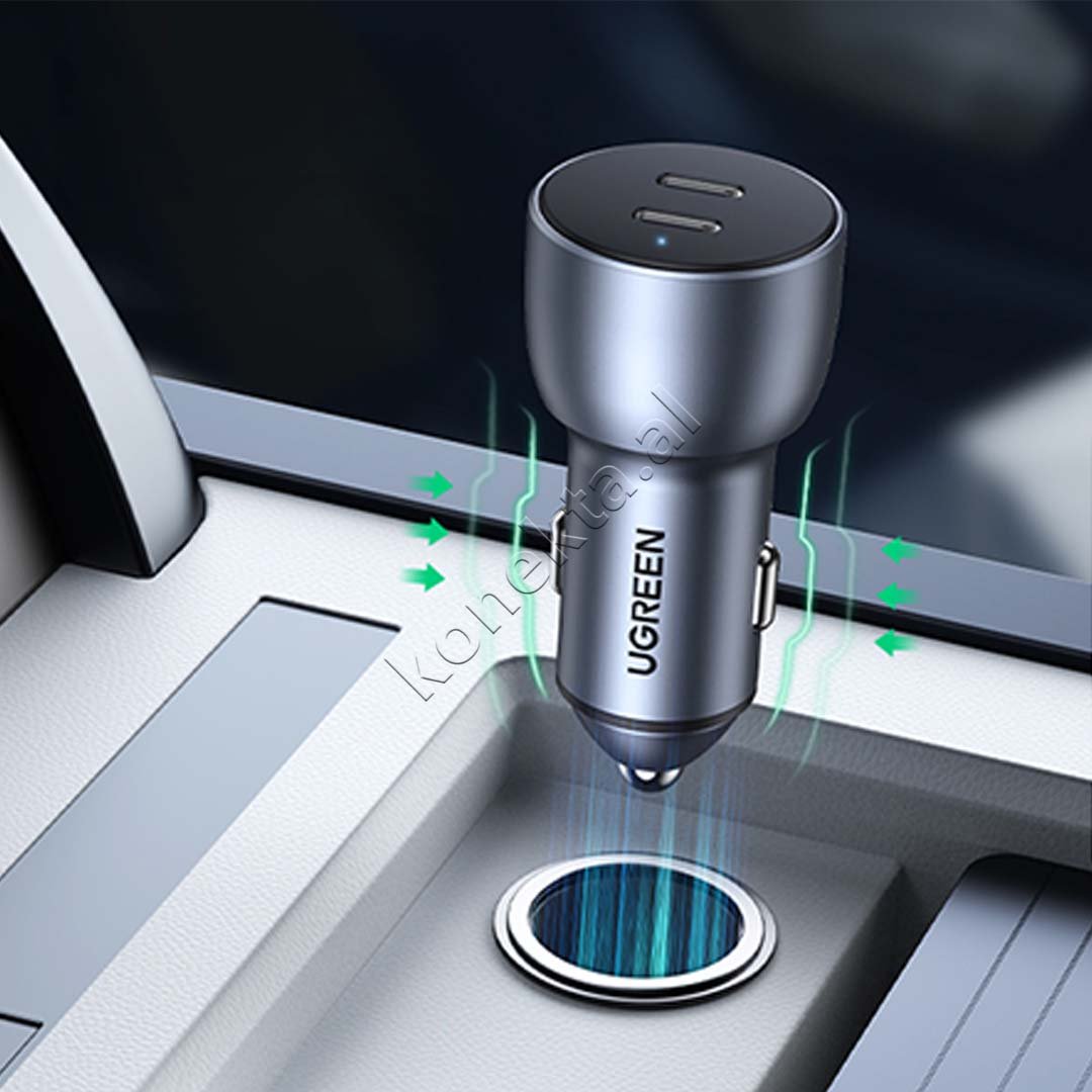UGreen 40W Car Charger, Black, USB-C, Dual Port - Thumbnail 5