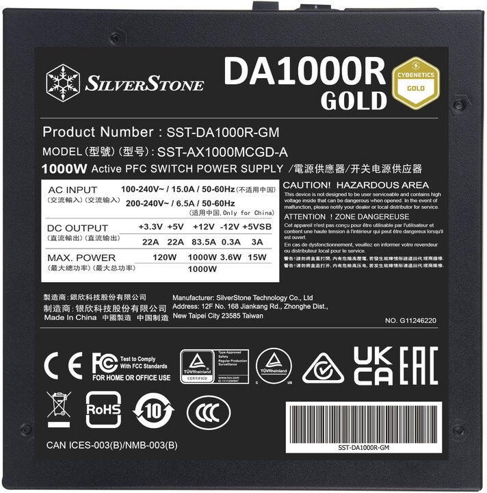SilverStone DA1000R Gold Power Supply, 1000W - Thumbnail 6