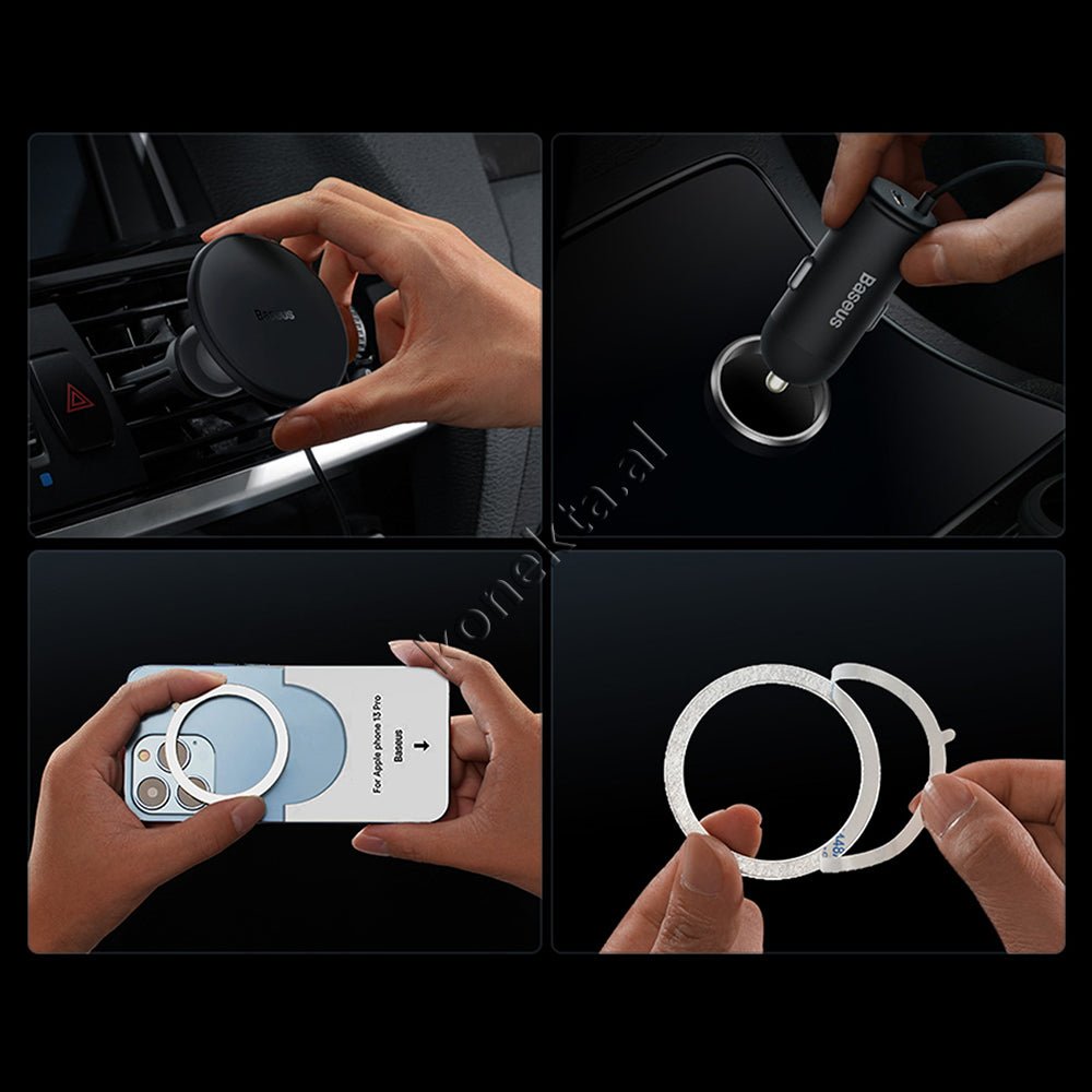 Baseus Mbajtese Celuari Per Makine Me Karikim Wireless Dhe Porte USB - Thumbnail 16