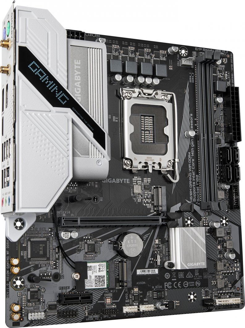 Gigabyte H610M Motherboard, DDR4, Intel H610, Socket 1700, 2 slota, Bluetooth, Wifi 5, Micro ATX - Thumbnail 3