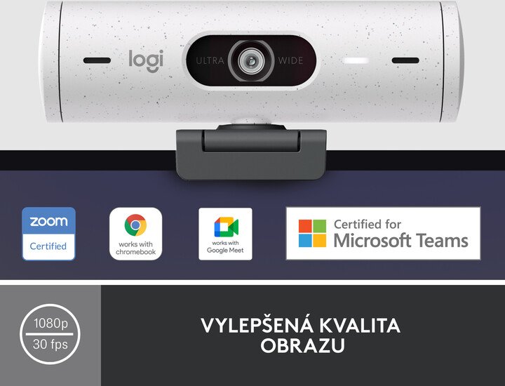 Logitech Brio 500 Webcam, White - Thumbnail 2