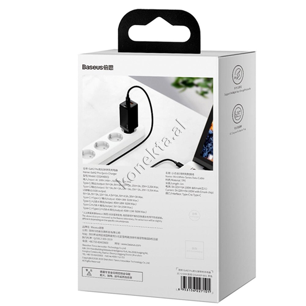 Baseus Adaptor Karikimi 65W, White, Type-C and USB Fast Charge - Thumbnail 5