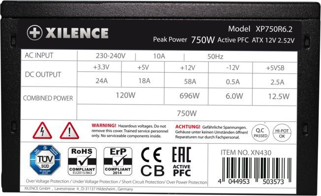 Xilence Performance C+ XP750R6.2 XN430 Power Supply, 750W - Thumbnail 2